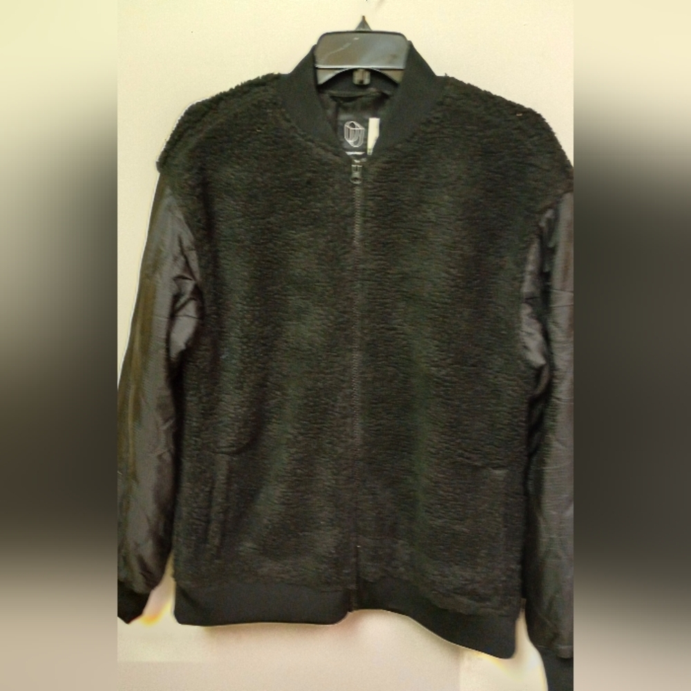 Original Med Use Fux Fur Black Full Zip Jacket Used Large